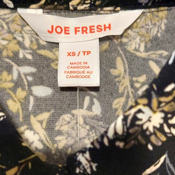 π£ Joe Fresh Women's Floral Button-Down Tie Waist Long Sleeved Dress NWT Size XS - Picture 4 of 11